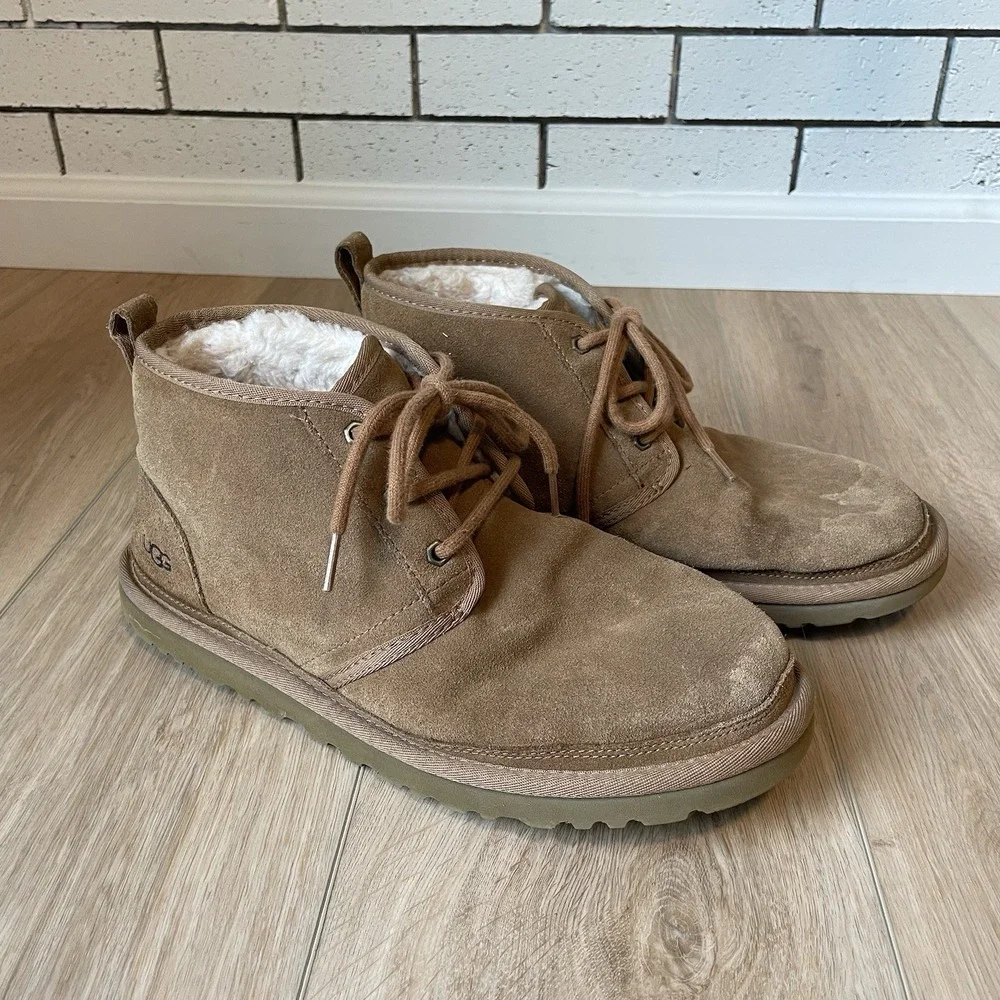 UGG‎ Neumel Suede Boots Mens Size 9 Chestnut Tan Chukka Lace Up 3236